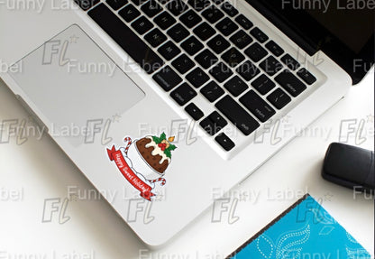 Christmas Pudding Sticker | Happy Sweet Holiday! Decal | Figgy Pudding Foodie Gift