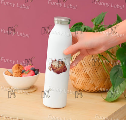 Cozy Sleeping Dragon Sticker – Fantasy Creature with Blanket & Tea