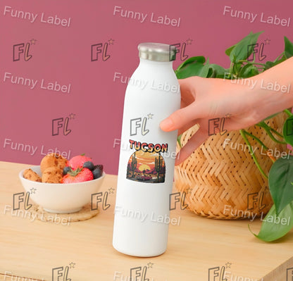 Tucson Arizona Sunset Sticker – Retro Desert Scene with Cactus & Classic Car