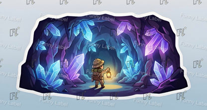 Crystal Cave Explorer Glow-in-the-Dark Adventure Sticker