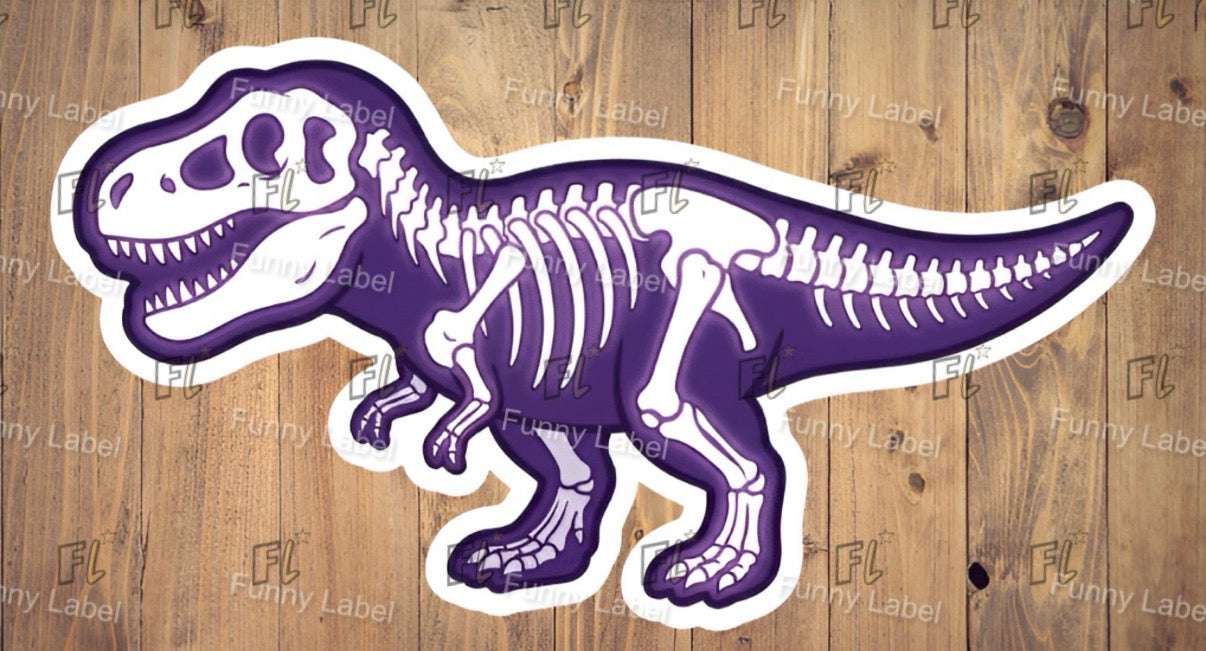 Rad Rax Dinosaur Sticker Rad Rex Glow-in-the-Dark Skeleton Dinosaur Sticker – Funny Label