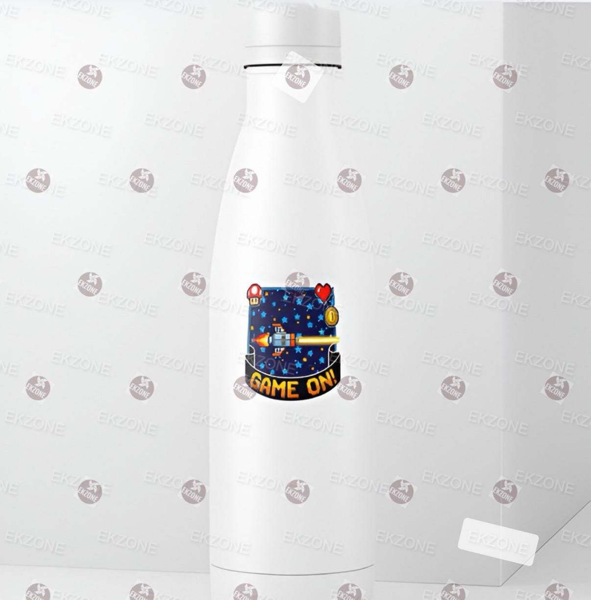 Game On! Retro Pixel Sticker | 8 Bit Video Game Decal | Space Shooter Art | Nostalgic Gamer Vinyl | Arcade Geek Gift | Laptop Console