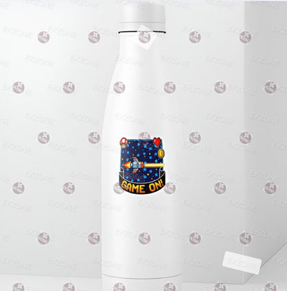 Game On! Retro Pixel Sticker | 8 Bit Video Game Decal | Space Shooter Art | Nostalgic Gamer Vinyl | Arcade Geek Gift | Laptop Console