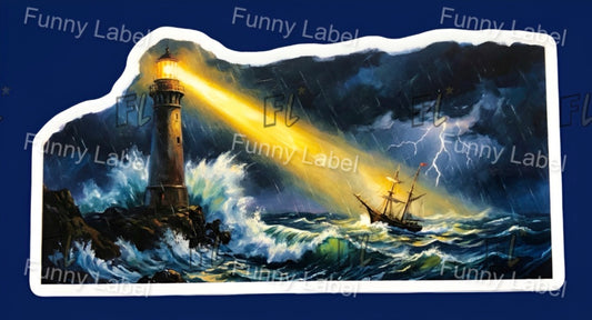 Guiding Light Glow-in-the-Dark Stormy Lighthouse Sticker