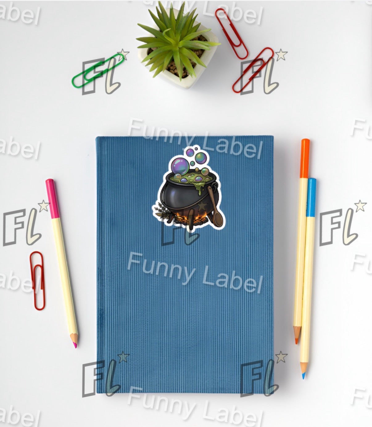 Bubbling Brew Glow-in-the-Dark Witch's Cauldron Sticker