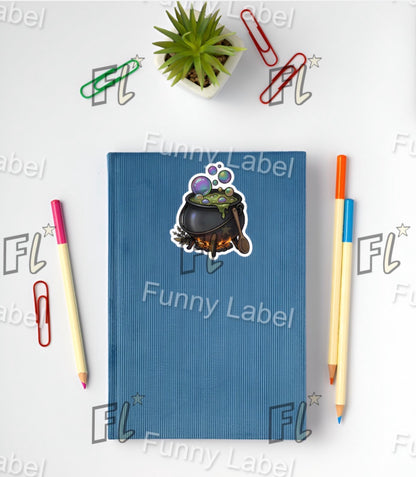Bubbling Brew Glow-in-the-Dark Witch's Cauldron Sticker