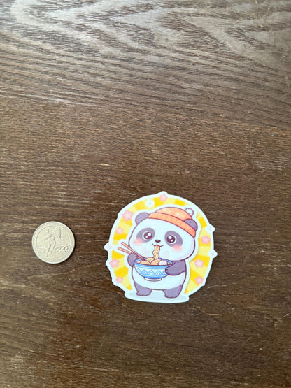 Cute Panda Eating Ramen Sticker | Kawaii Noodle Bowl Decal | Cozy Foodie Art | Panda Lover Vinyl | Anime Aesthetic Laptop | Asian Food Gift