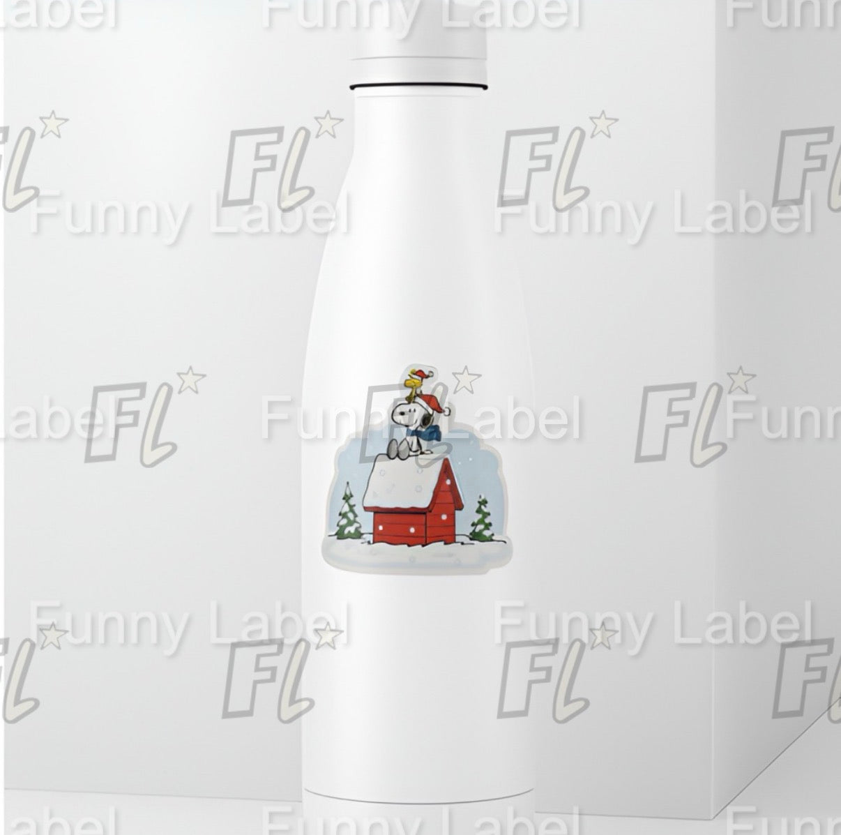 Snoopy & Woodstock Dog House Roof Sticker | Peanuts Christmas Snow Scene Decal | Classic Holiday Vinyl