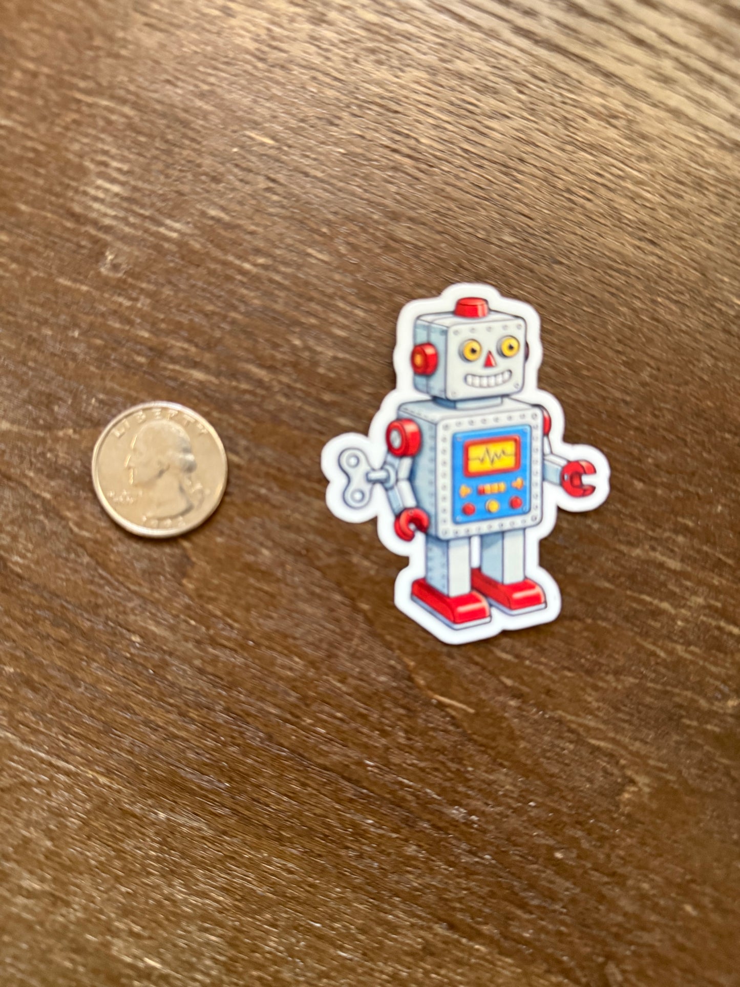 Beep Boop Retro Wind-Up Robot Sticker