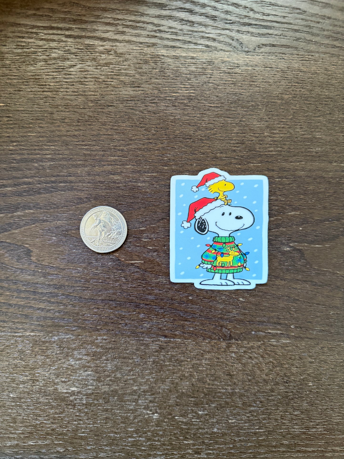 Snoopy & Woodstock Ugly Christmas Sweater Sticker | Peanuts Holiday Decal | Santa Hat Vinyl