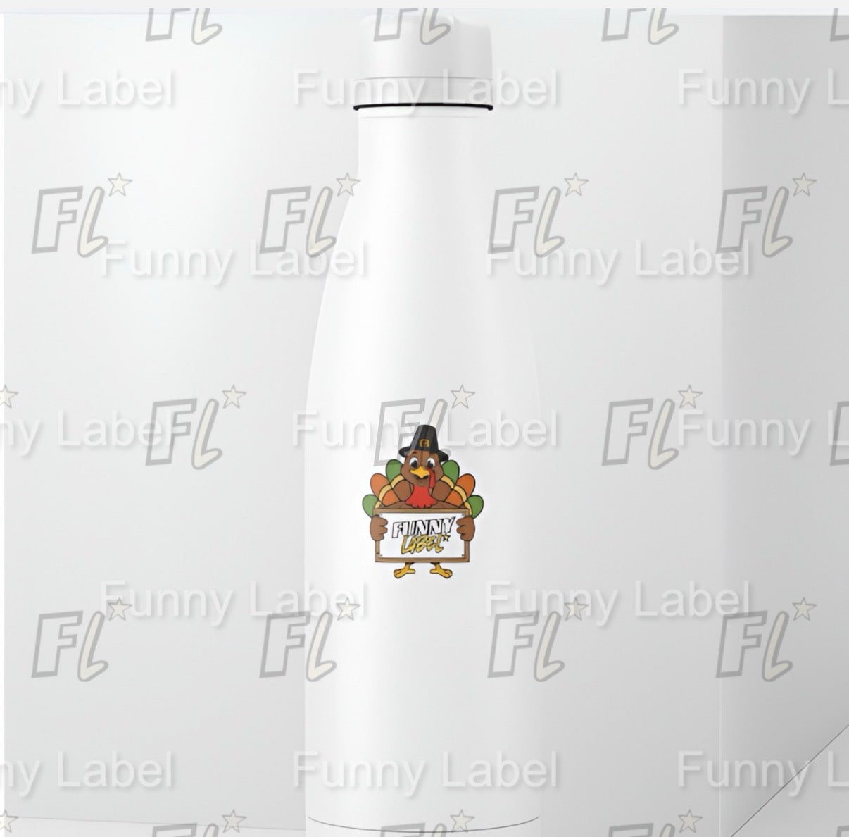 Thanksgiving Turkey Sticker – Funny Holiday Label with Pilgrim Hat & Colorful Feathers