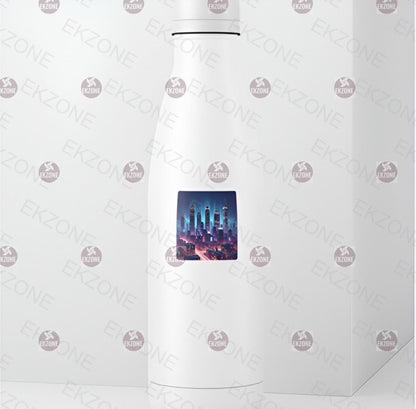 Glow in Dark Cyberpunk City Sticker | Futuristic Cityscape Decal | Neon Urban Art | Sci-Fi Vaporwave Vinyl | UV Reactive Gift | Skyscrapers