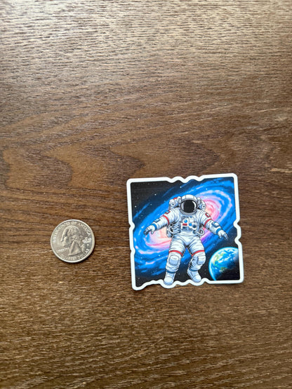 Astronaut Spaceman Sticker | Galaxy Nebula Decal | Sci-Fi Space Travel Art | Cosmic Exploration Vinyl | Astronomer Gift | Future Laptop