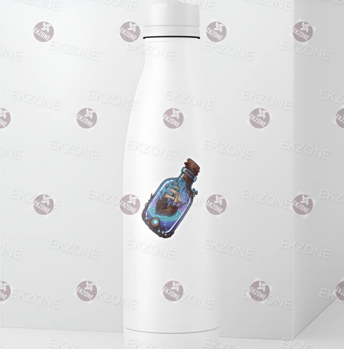 Transparent Steampunk Ship in Magic Bottle Sticker | Clear Vinyl Fantasy Nautical Decal | Whimsical Crystal Art | Adventure Ship Vinyl | Uni