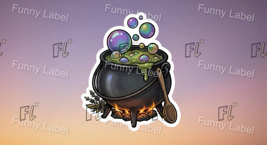 Bubbling Brew Glow-in-the-Dark Witch's Cauldron Sticker