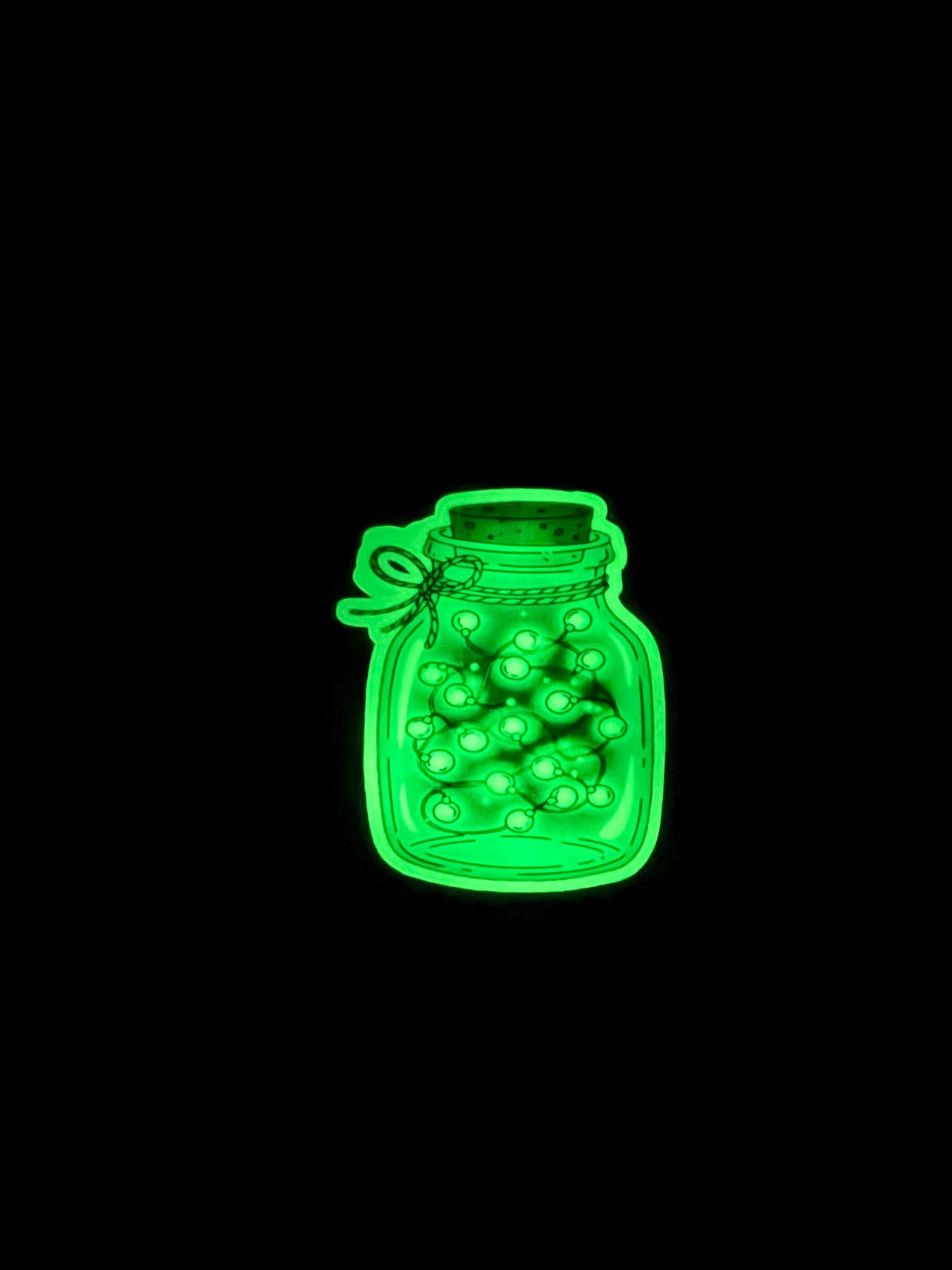 Glow in the Dark Magical Jar Sticker | Fairy Lights Decal | Enchanted Bottle Art | Luminous Firefly Vinyl | UV Reactive Cozy Gift