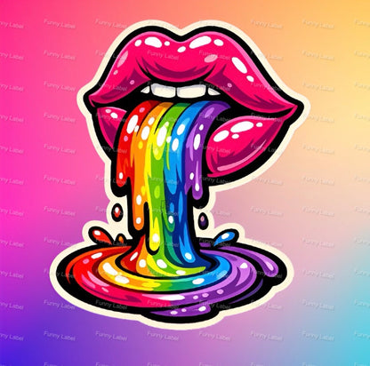 Colorful rainbow lips sticker