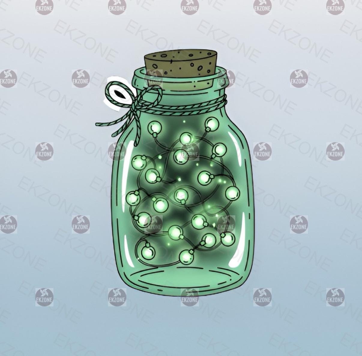 Glow in the Dark Magical Jar Sticker | Fairy Lights Decal | Enchanted Bottle Art | Luminous Firefly Vinyl | UV Reactive Cozy Gift
