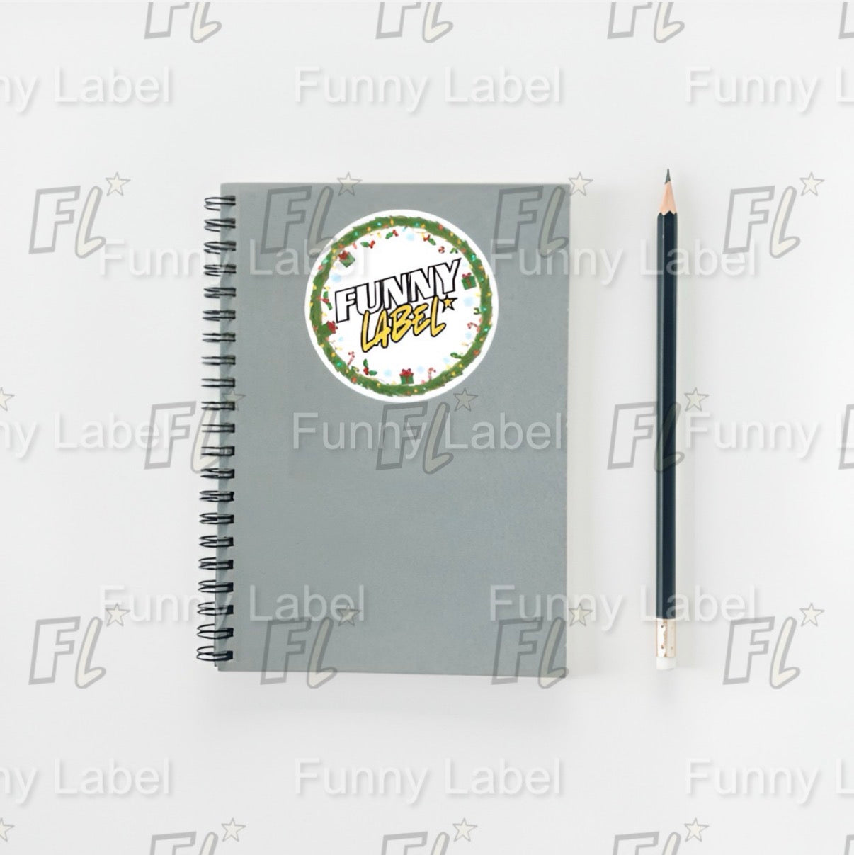 Funny Christmas Wreath Label Sticker – Holiday Vinyl Die-Cut