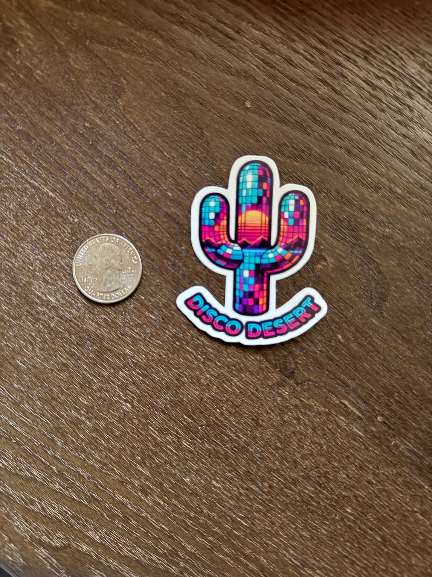 Disco Desert Neon Disco Ball Cactus Sticker