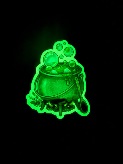 Bubbling Brew Glow-in-the-Dark Witch's Cauldron Sticker