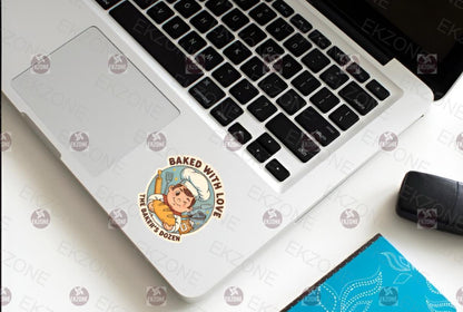 Baked with Love Baker's Dozen Sticker | Funny Baker Decal | Cute Foodie Art | Kitchen Decor Vinyl | Bread Lover Gift | Chef Laptop Sticker