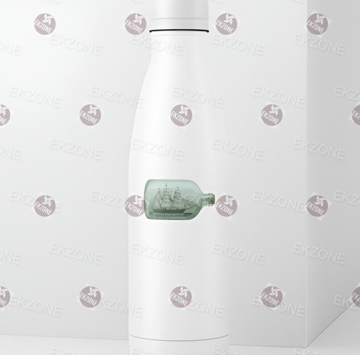 Transparent Ship in a Bottle Sticker | Clear Vinyl Nautical Decal | Vintage Sailing Ship Art | Ocean Lover Gift | Maritime Adventure Laptop