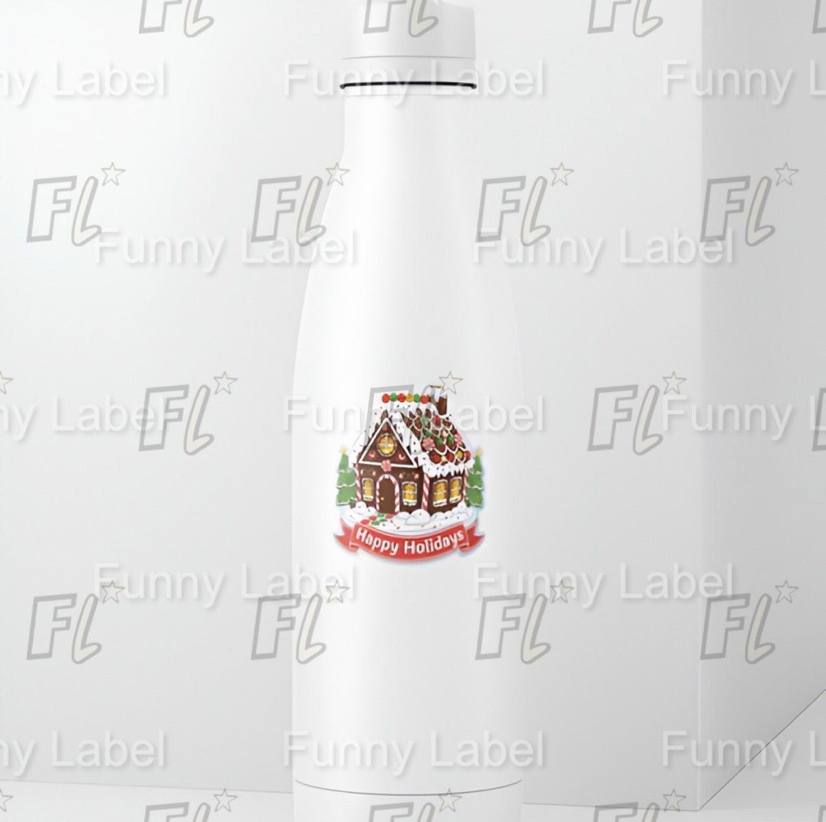 Happy Holidays Gingerbread House Sticker – Festive Christmas Label for Gifts & Crafts