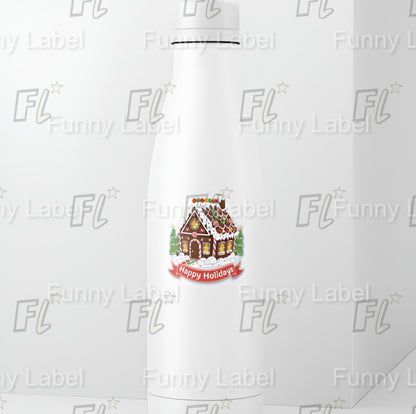 Happy Holidays Gingerbread House Sticker – Festive Christmas Label for Gifts & Crafts
