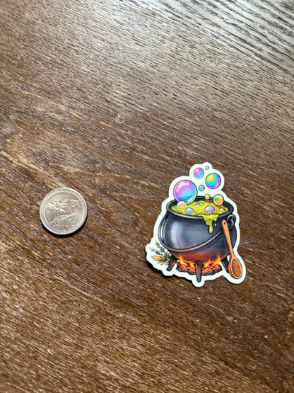 Bubbling Brew Glow-in-the-Dark Witch's Cauldron Sticker