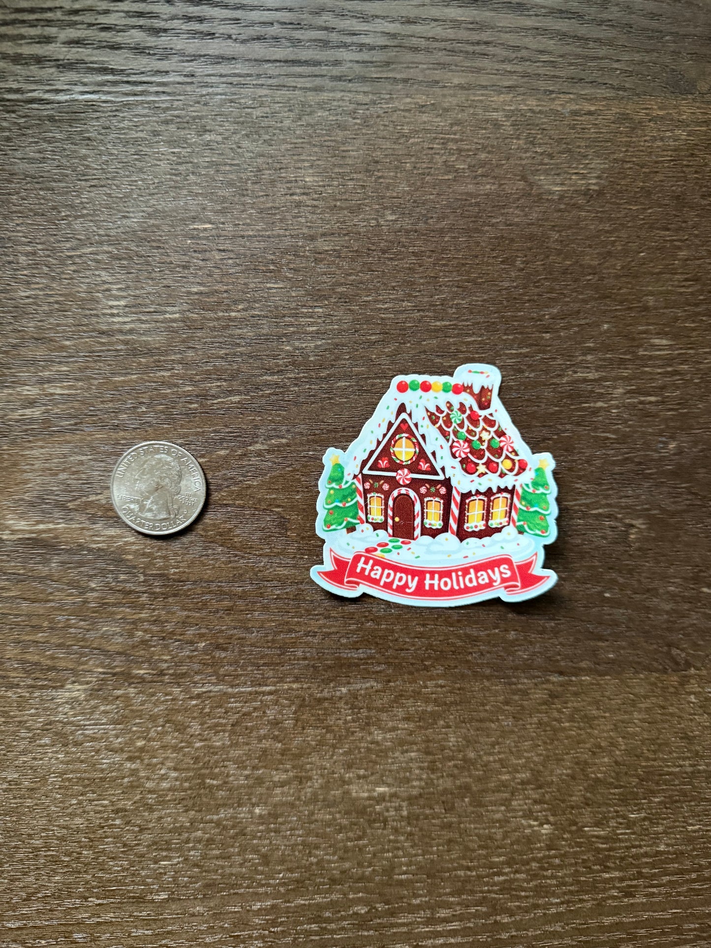 Happy Holidays Gingerbread House Sticker – Festive Christmas Label for Gifts & Crafts