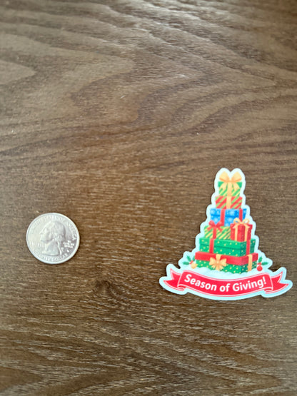 Season of Giving! Sticker | Stack of Christmas Presents Decal | Holiday Gift Box Vinyl