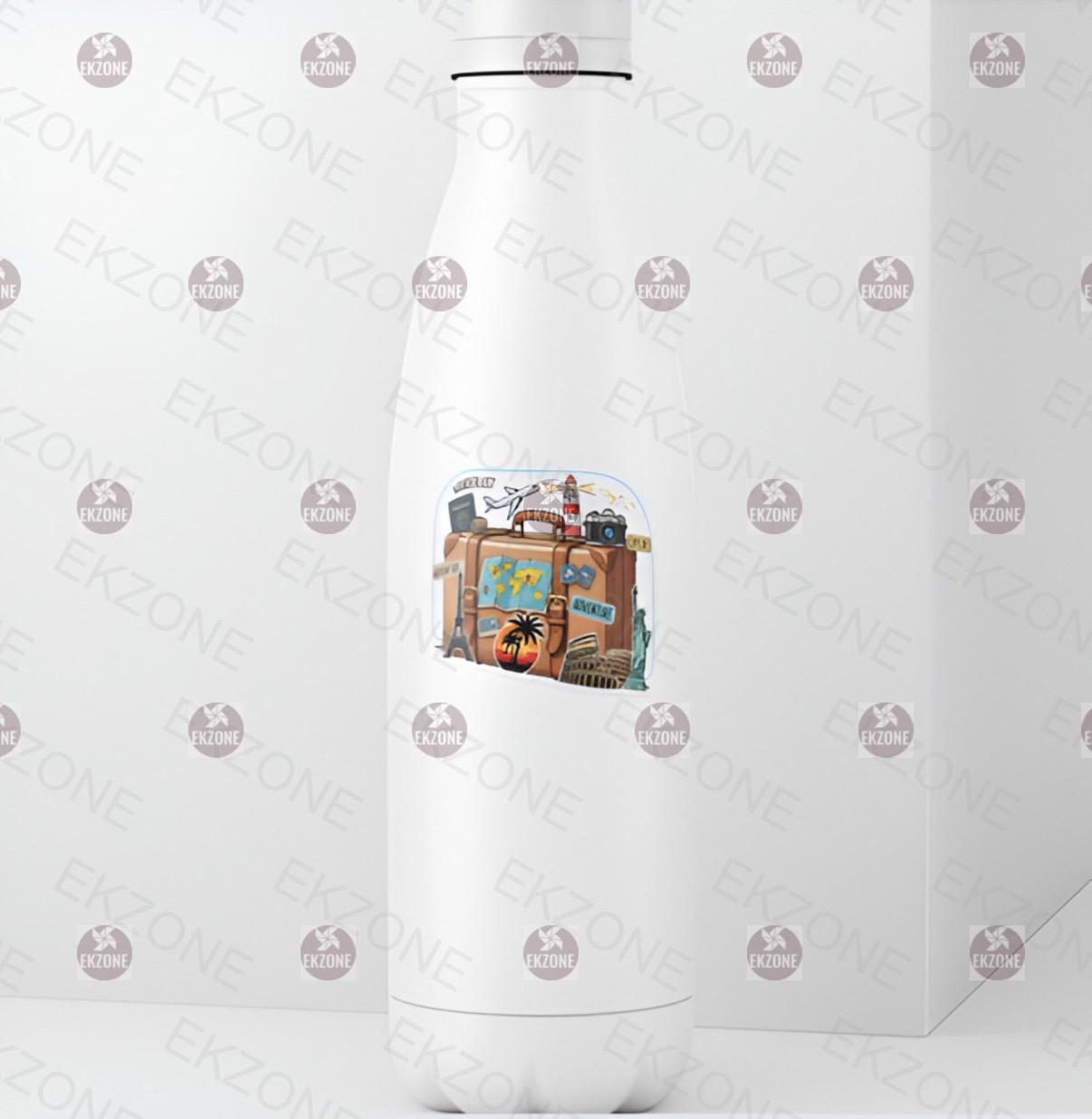 Vintage Travel Suitcase Sticker | Wanderlust Adventure Decal | Global Landmarks Art | World Traveler Vinyl | Passport Gift | Retro Travel