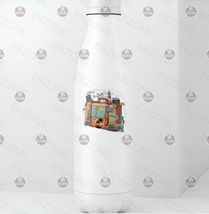 Vintage Travel Suitcase Sticker | Wanderlust Adventure Decal | Global Landmarks Art | World Traveler Vinyl | Passport Gift | Retro Travel