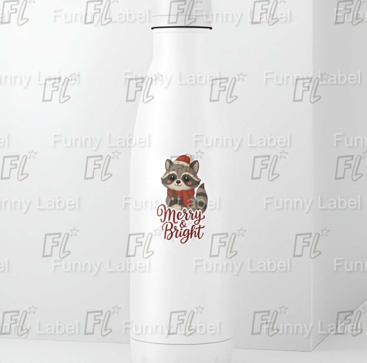 Merry & Bright Christmas Raccoon Sticker