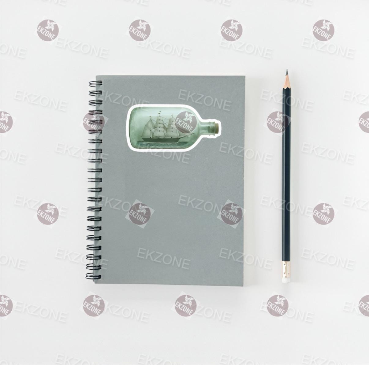 Transparent Ship in a Bottle Sticker | Clear Vinyl Nautical Decal | Vintage Sailing Ship Art | Ocean Lover Gift | Maritime Adventure Laptop