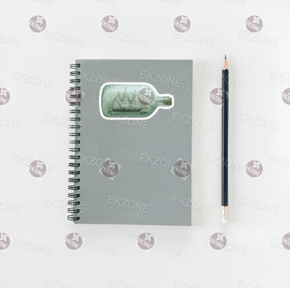 Transparent Ship in a Bottle Sticker | Clear Vinyl Nautical Decal | Vintage Sailing Ship Art | Ocean Lover Gift | Maritime Adventure Laptop