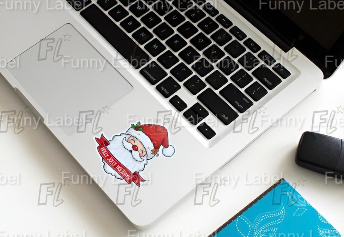 Holly Jolly Holidays Santa Sticker – Festive Christmas Label for Gifts & Decor