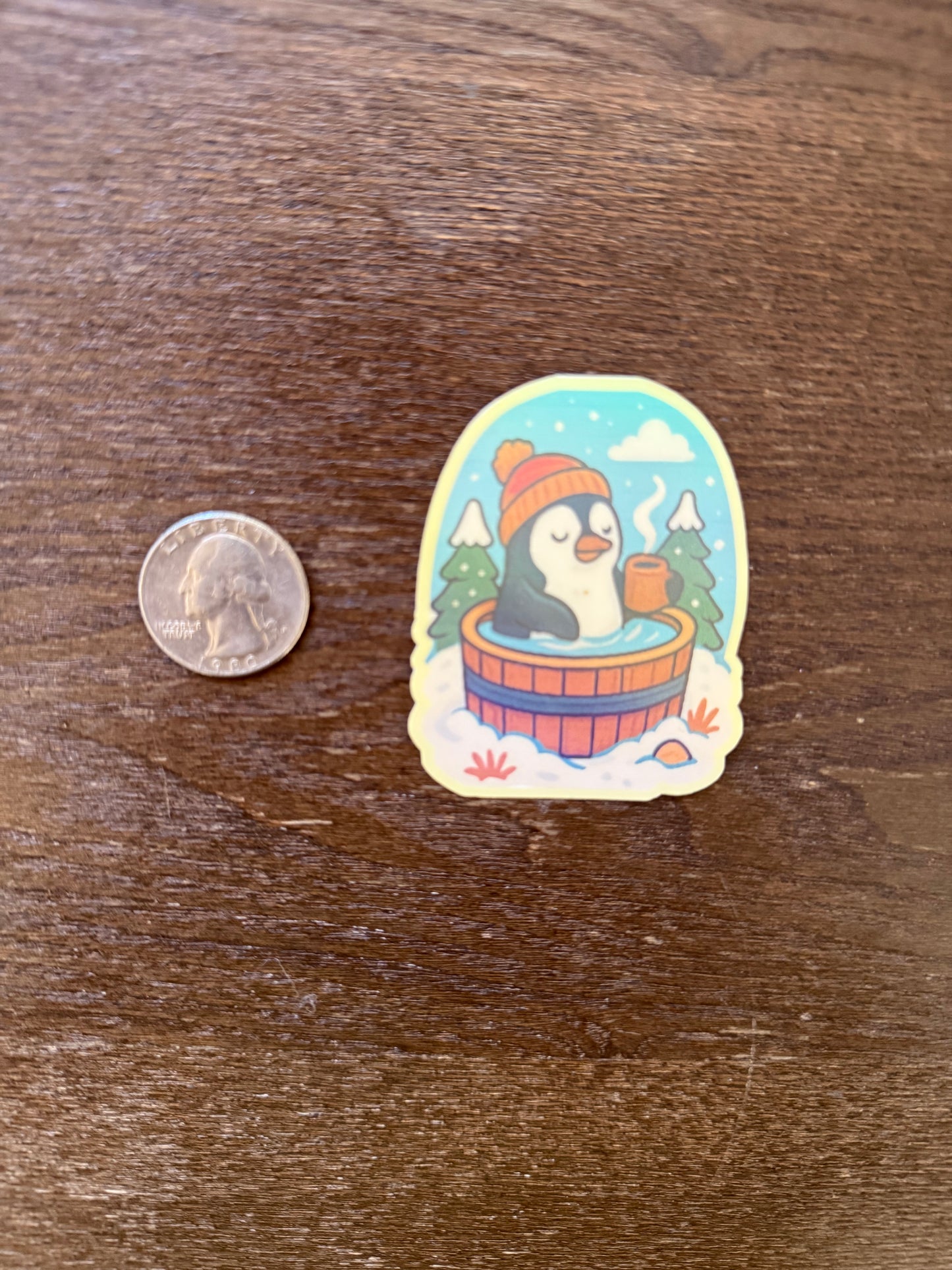 Holographic Cozy Penguin Sticker - Winter Spa Edition
