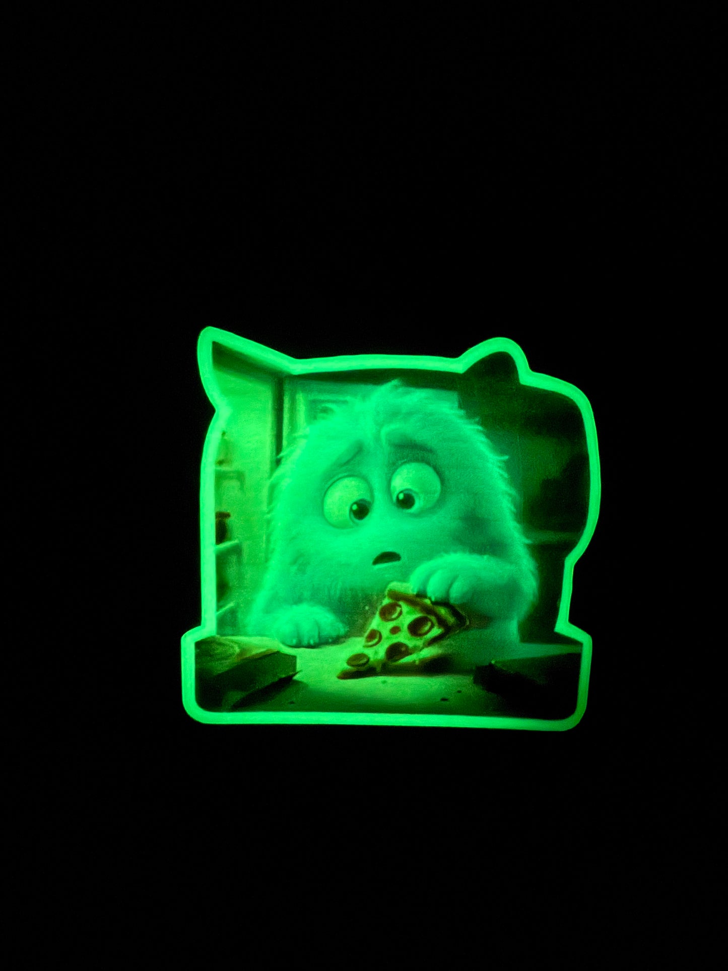 Midnight Snack Glow-in-the-Dark Pizza Monster Sticker