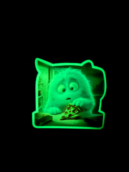 Midnight Snack Glow-in-the-Dark Pizza Monster Sticker