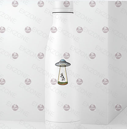 Glow in the Dark UFO Abduction Sticker | Funny Cow Alien Decal | Sci Fi Farm Art | Luminous Flying Saucer Vinyl | UV Reactive Nerd Gift |