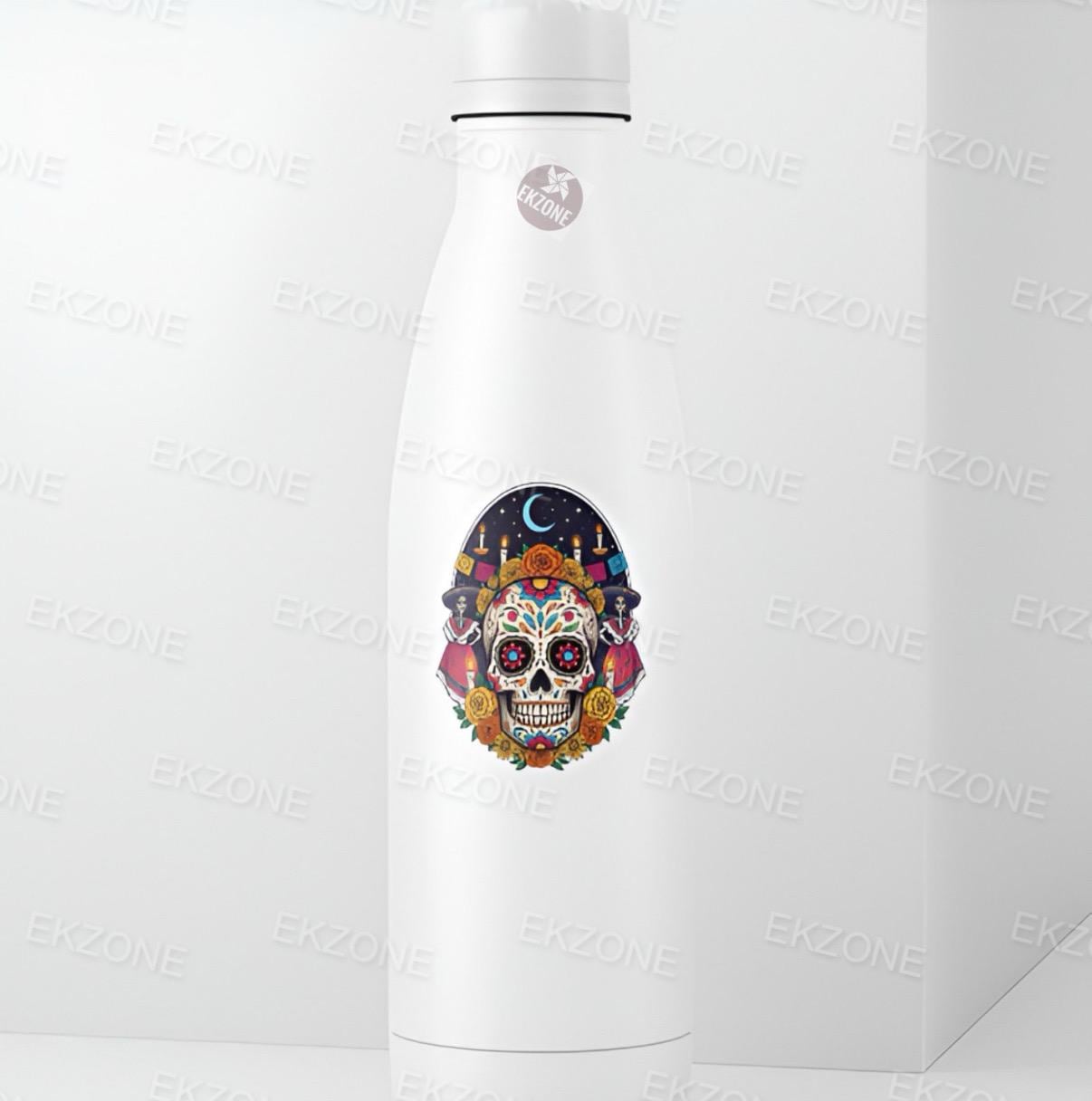 Día de los Muertos Sticker | Sugar Skull Calavera Art | Festive Skeletons Decal | Mexican Folk Art Vinyl | Day of the Dead Gift | Floral