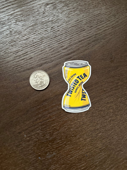 Twisted Tea Can Sticker | Funny Smashed Drink Decal | Twisted Tea Meme Art | Alcohol Pun Vinyl | Hard Iced Tea Fan Gift | Viral Drinkware