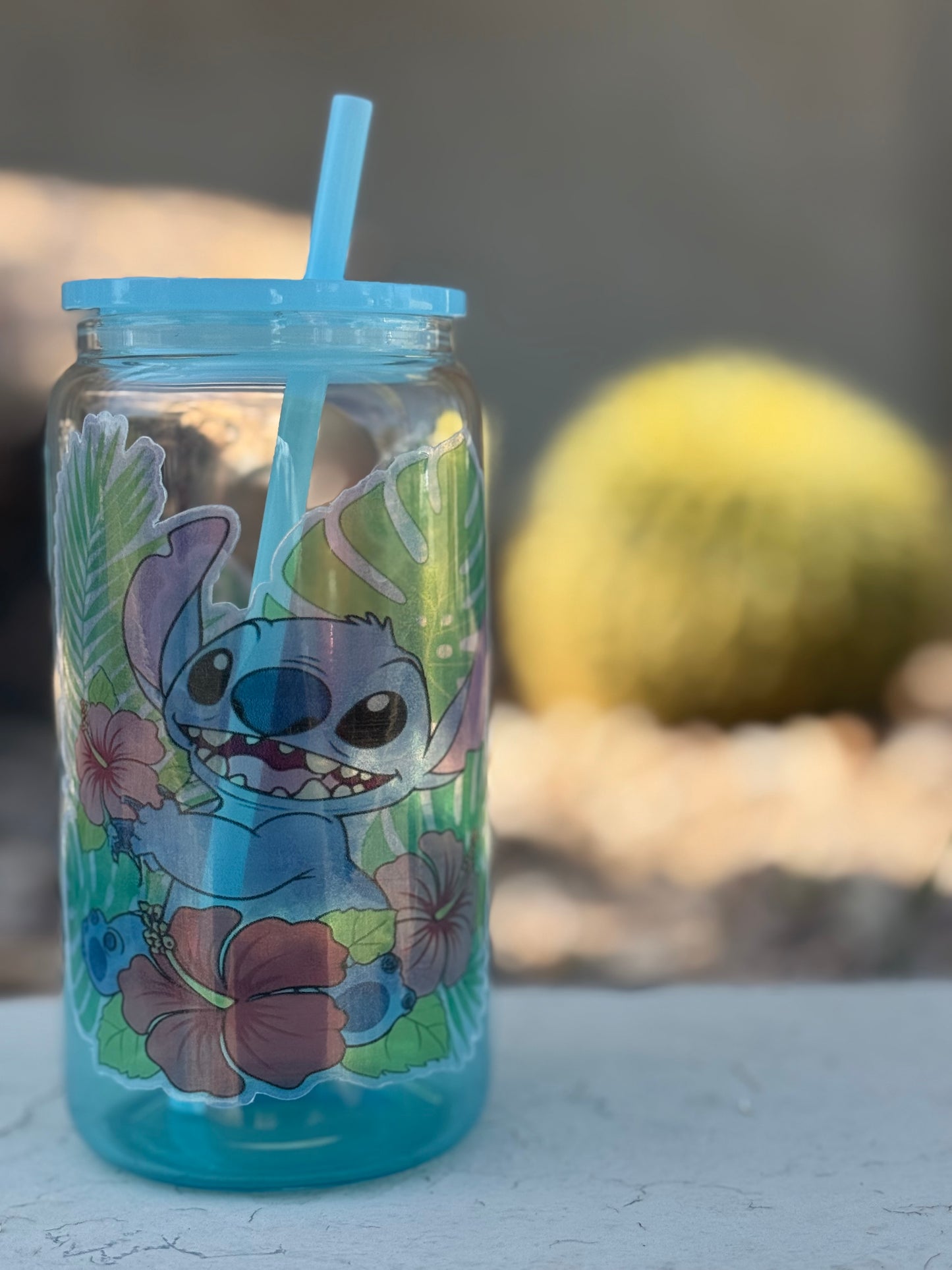 Stitch Cup | Stitch Glass Tumbler | Lilo & Stitch Iced Coffee Cup | Disney Fan Gift | Cute Stitch Gift | Glass Can Gift | 16oz Reusable Cup