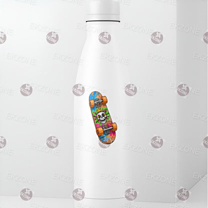 Skateboard Skull Sticker | Punk Rock Decal | Crowned Skeleton Skater Art | Pop Art Graffiti Vinyl | Cool Skateboarder Gift | Edgy Aesthetic