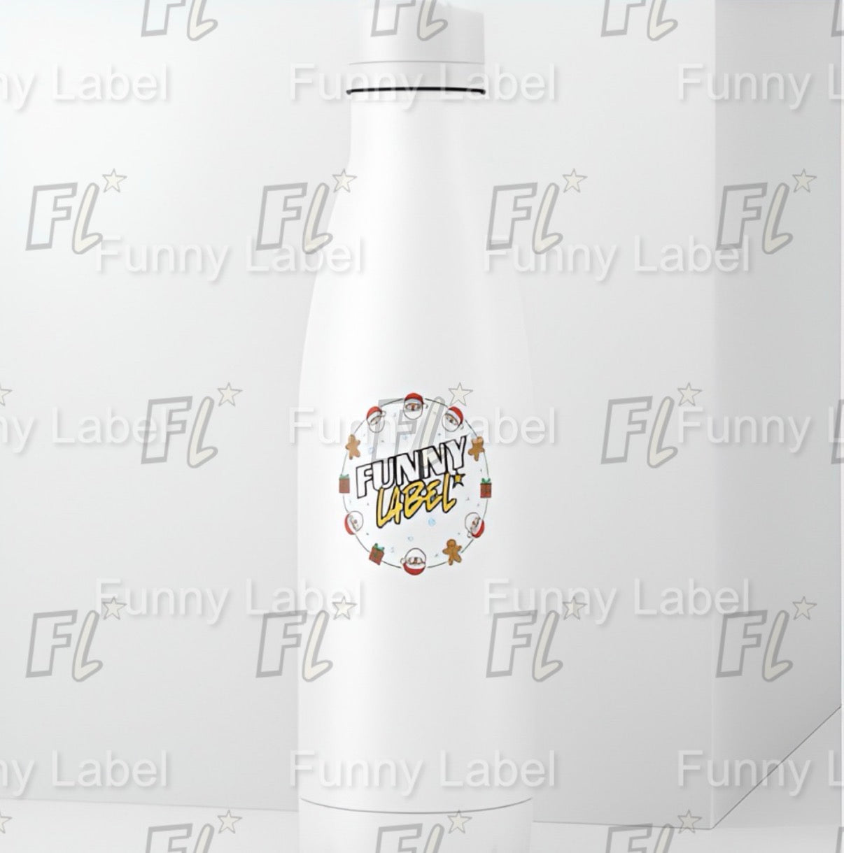 Funny Label Christmas Circle Sticker – Festive Holiday Label with Santa, Gifts & Gingerbread