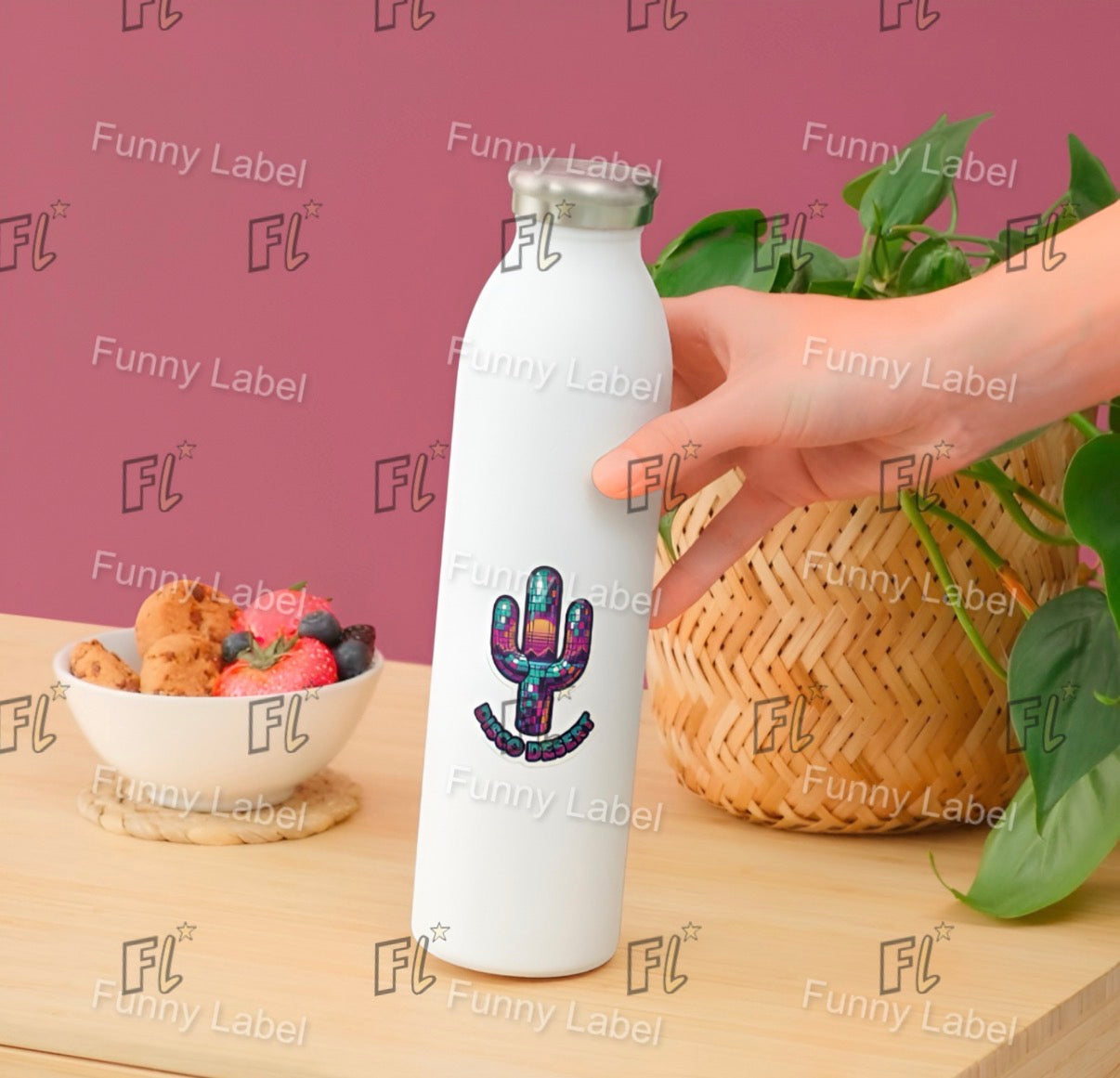 Disco Desert Neon Disco Ball Cactus Sticker