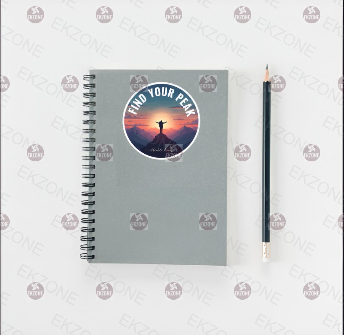 Find Your Peak Mountain Sticker | Adventure Awaits Hiking Decal | Outdoorsy Wanderlust Art | Sunset Nature Vinyl | Motivational Hiker Gift