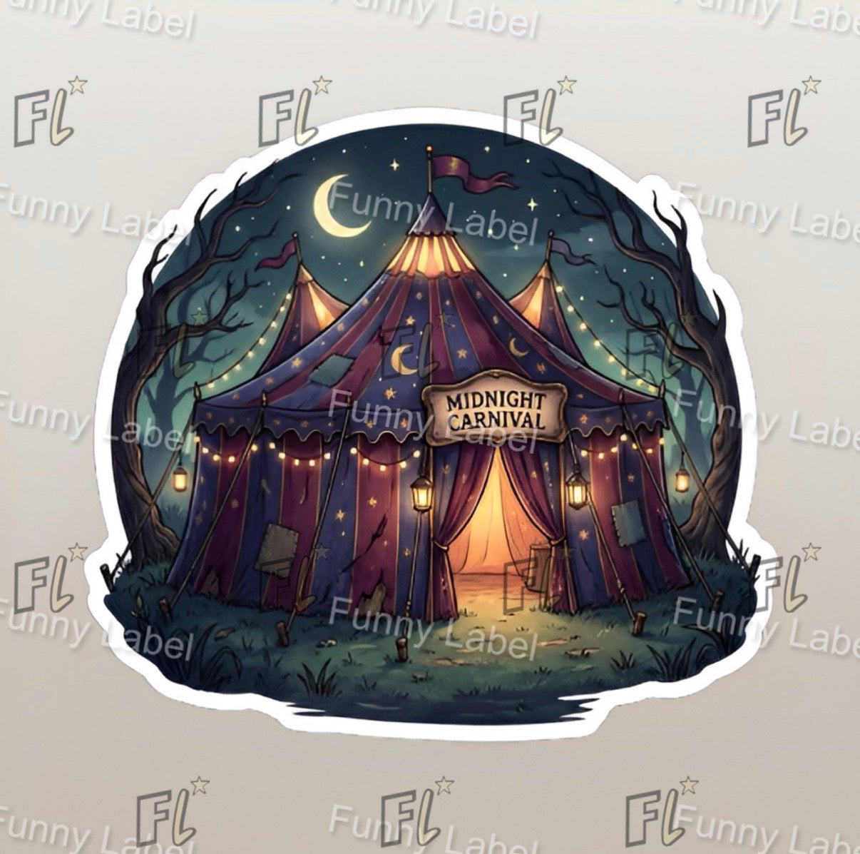 Midnight Carnival Glow-in-the-Dark Vintage Circus Sticker